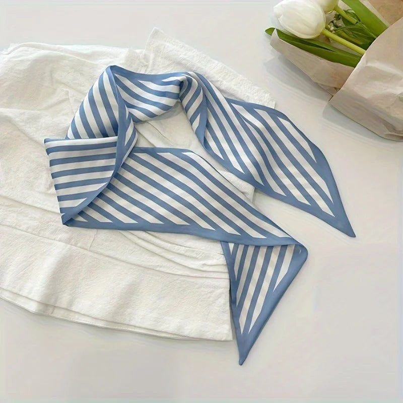 Silk-Feel Headband, Bag Scarf & Hair Ribbon – Multi-Use Blue Hair Scarf Headband Babs 2