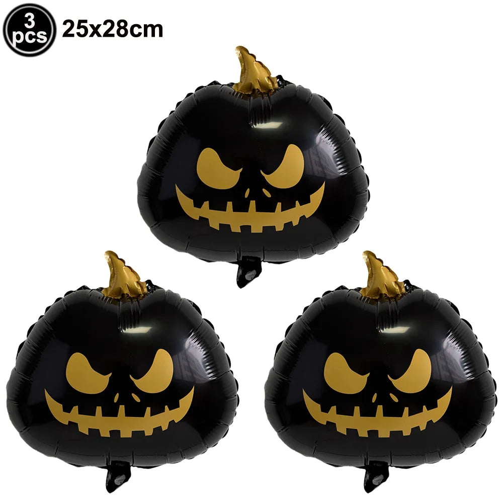 Halloween Foil Balloons Set – Pumpkin Ghost Bat Fringe Curtain Halloween Balloon Set Babs Light Yellow As pictures show