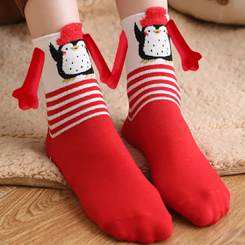 Christmas Magnetic Couple Socks – Festive Cotton Holiday Gift Novelty Couple Socks Babs