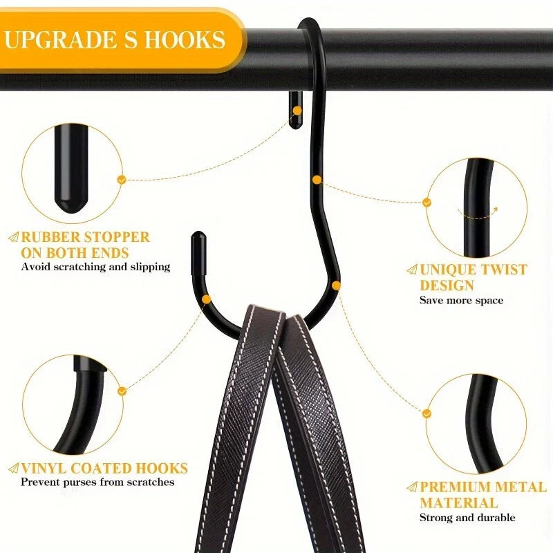 4-Pack Purse Hangers for Closet – Twist Design Bag Hooks Closet Organizer Hooks Babs