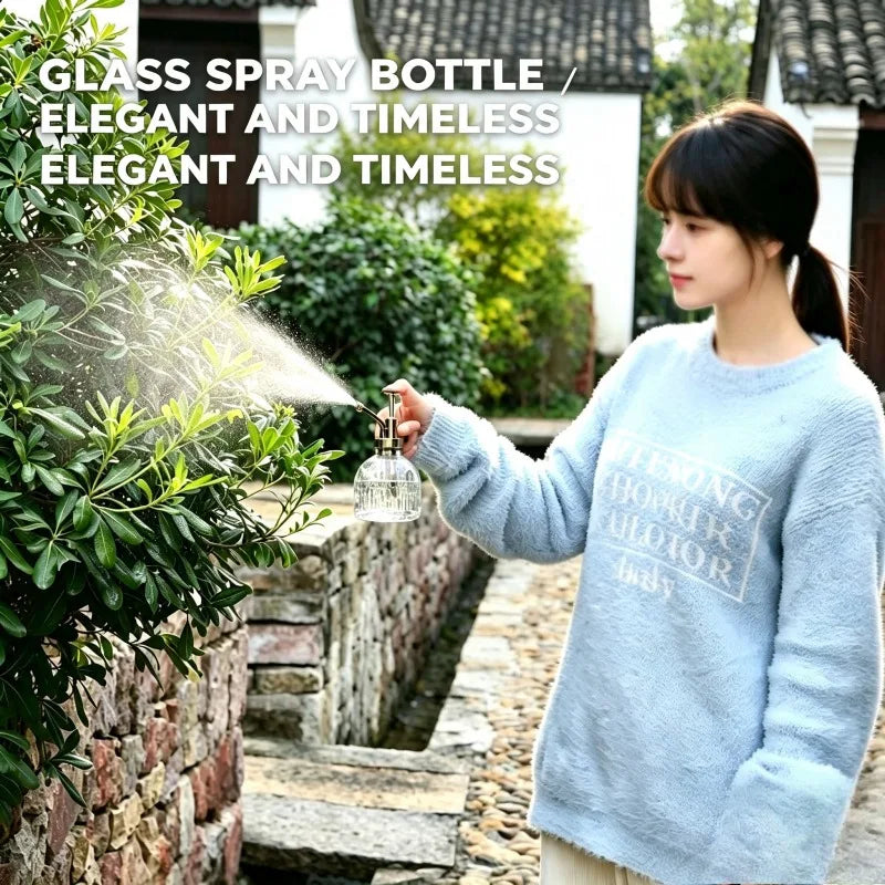 Vintage Embossed Glass Spray Bottle – 500ml Plant Mist Sprayer Glass Mist Sprayer Babs