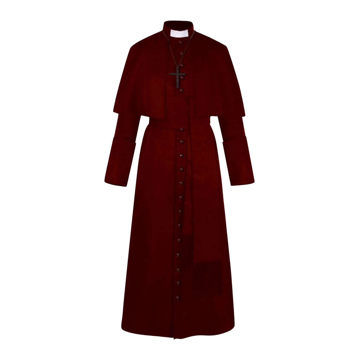 Medieval Priest Costume Robe Set – Unisex S–3XL with Cross Cosplay Costume Set Babs Wine L
