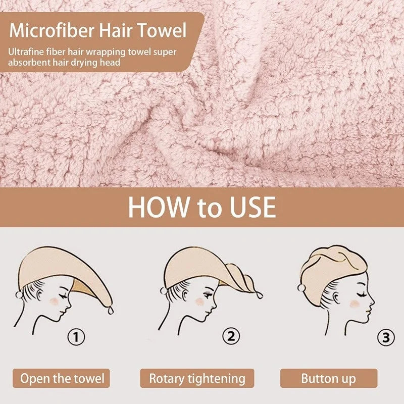 Microfiber Hair Towel Turban – Quick-Dry Super Absorbent Cap Microfiber Hair Turban Babs
