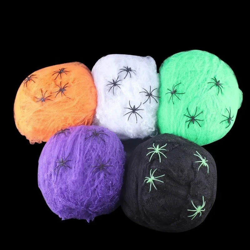 10pc Halloween Spider Web Decorations with Fake Spiders & Cobwebs Halloween Decoration Set Babs