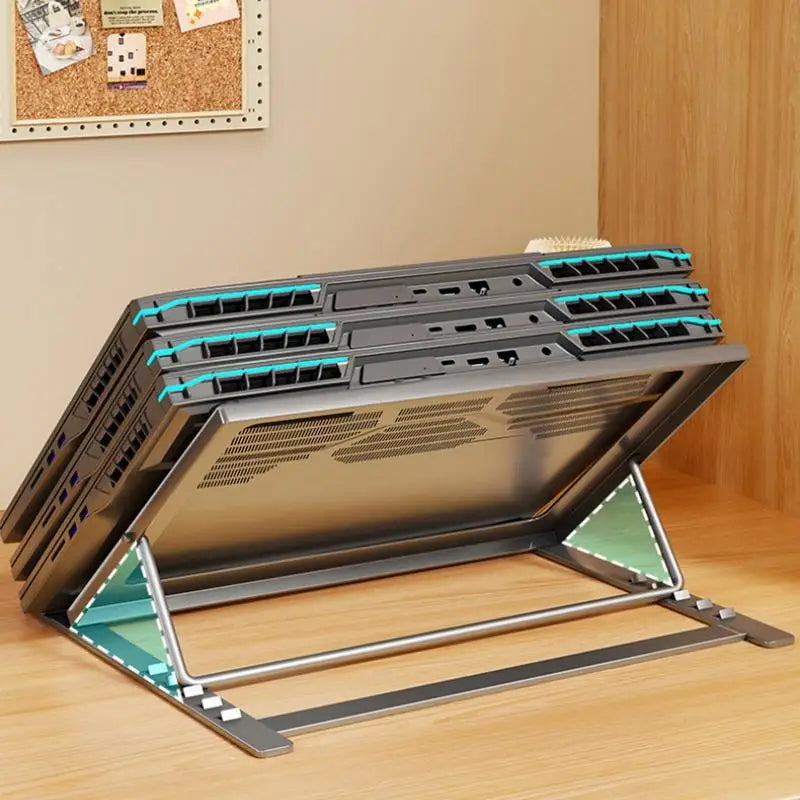 HUXUAN Foldable Iron Laptop Stand | 5 Angles, Anti-Slip Pads Laptop Stand Babs