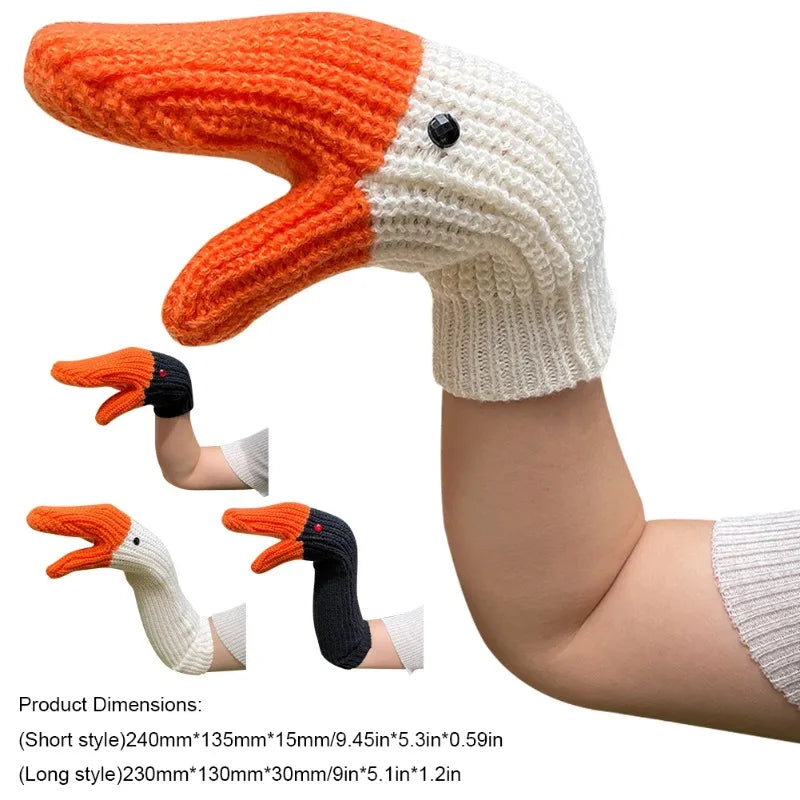 Kawaii Swan Mitten Gloves – Knitted 3D Goose Full Finger Unisex Novelty Knit Gloves Babs