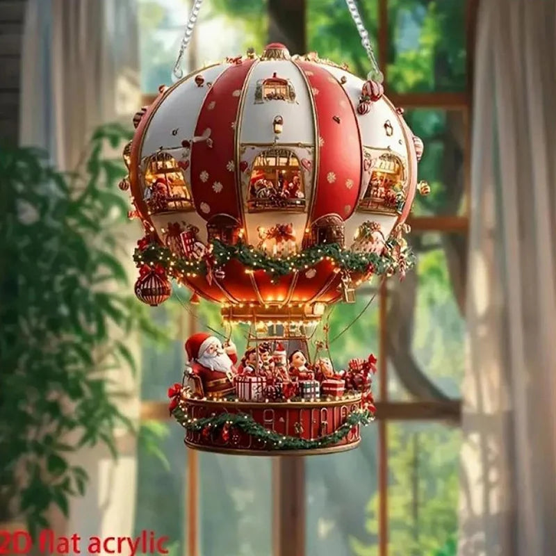 Christmas Wooden Pendants – Santa & Hot Air Balloon (10/20 Pcs) Christmas Tree Ornaments Babs
