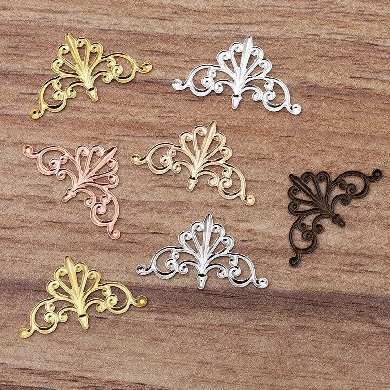 50Pcs Brass Crown Charm Connectors for DIY Hair Jewelry Making Jewelry Making Charms Babs