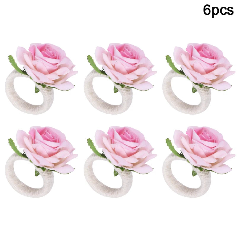Red Rose Napkin Rings – Wedding & Party Table Decor (2/4/6 pcs) Napkin Rings Babs 6pcs pink