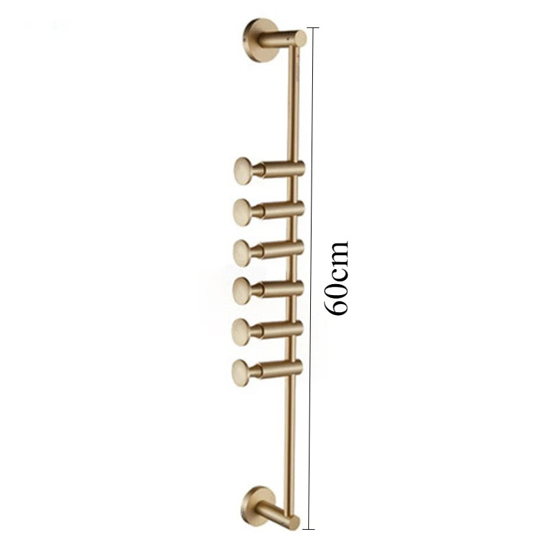 Wall Mounted Brass Coat Rack – 6-Hook Adjustable Metal Hanger Wall Coat Rack Babs Gold-6 Hooks