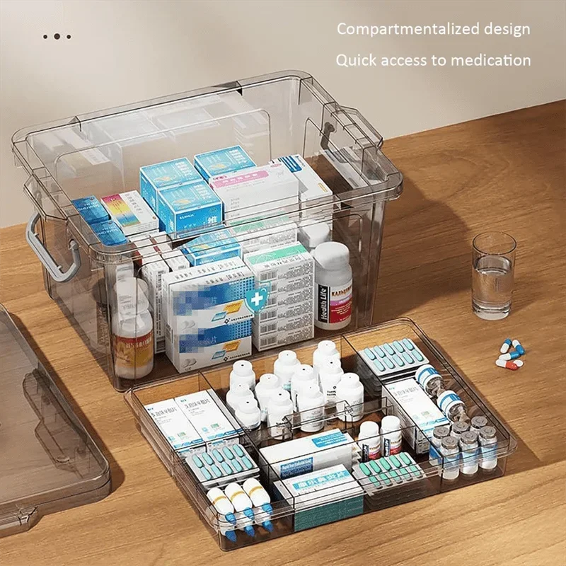 Double-Layer Transparent Waterproof Medicine First Aid Storage Box First Aid Storage Box Babs
