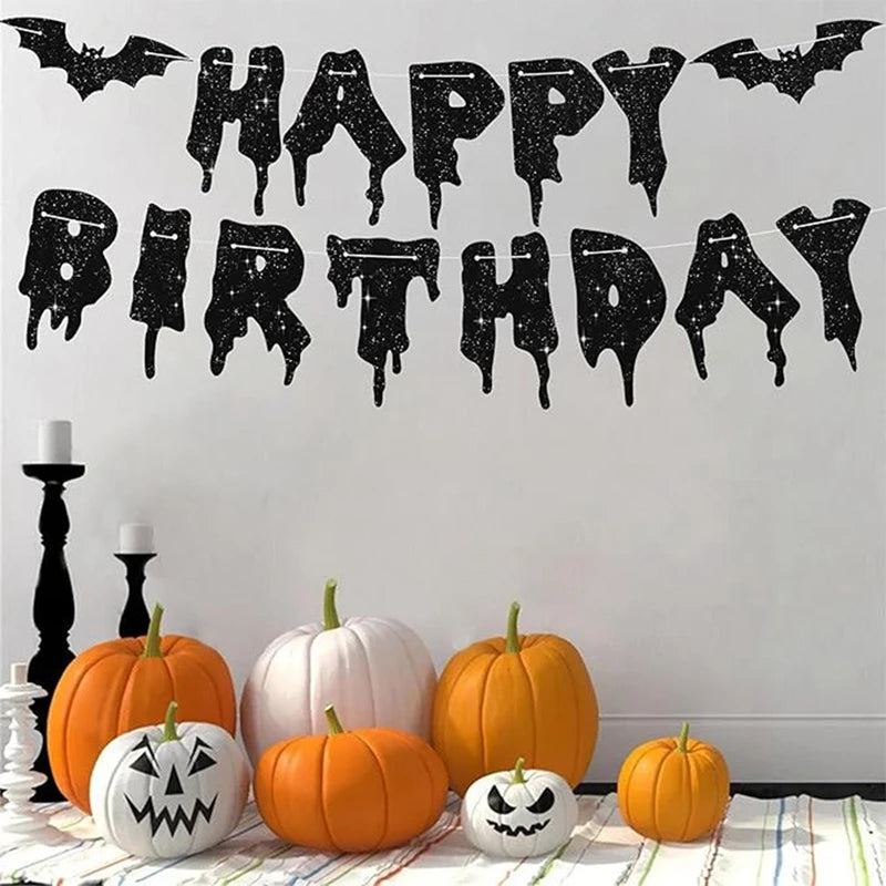 Halloween Paper Banner Garland – Bat, Pumpkin & Ghost Decor Halloween Party Garland Babs