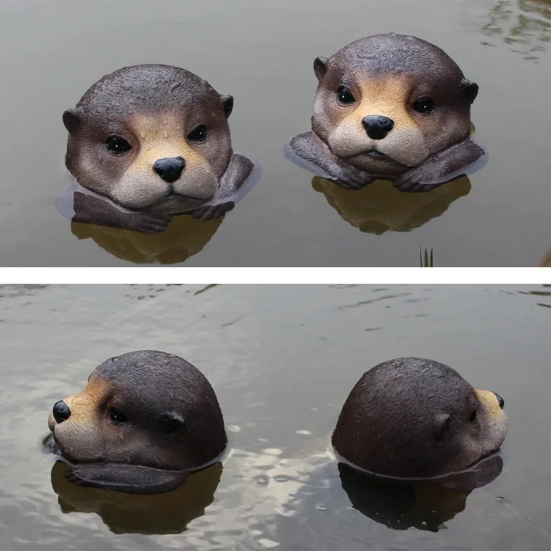 Floating Otter Head Resin Statue – Garden & Pond Ornament Garden Pond Statue Babs