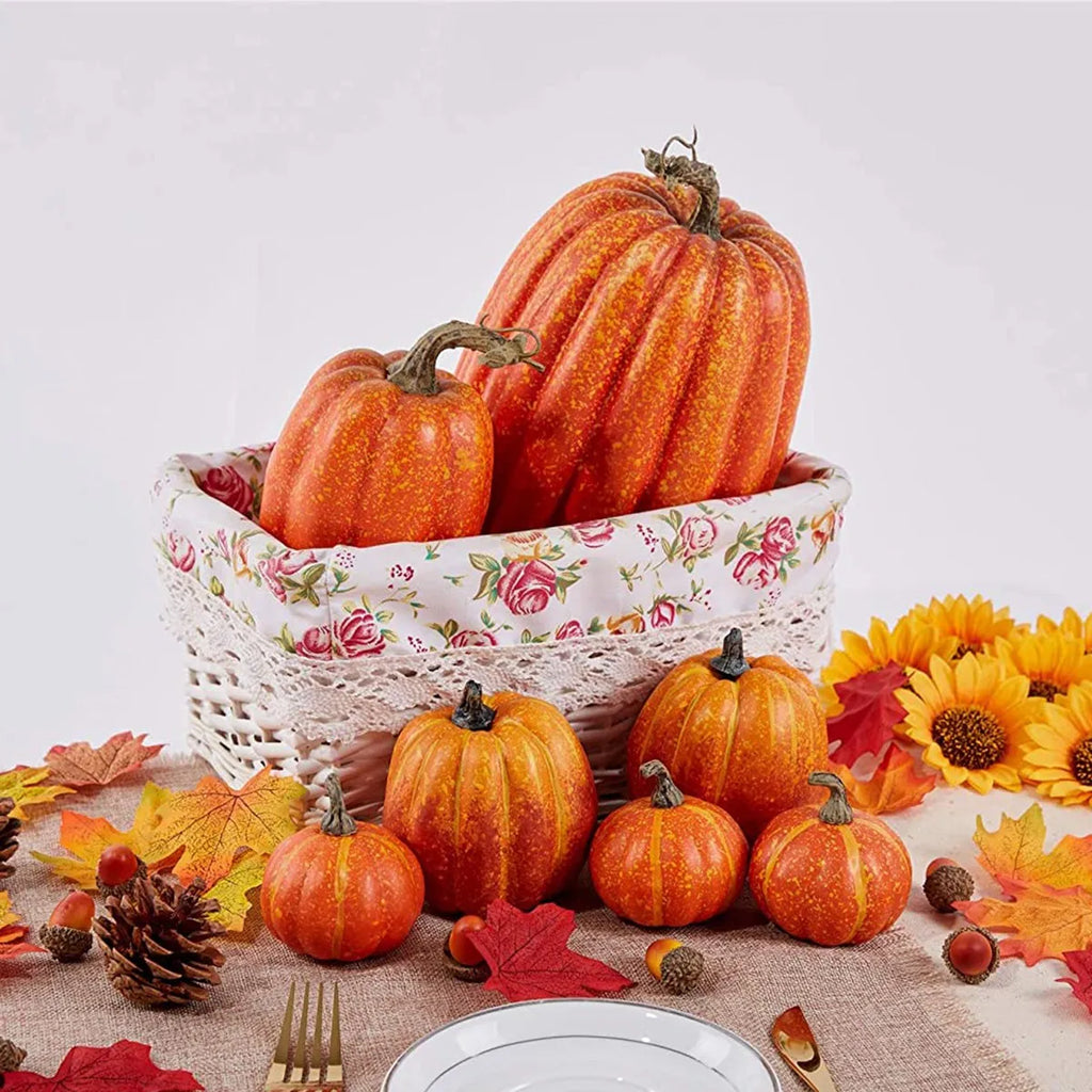 7pcs Artificial Foam Pumpkins – Halloween & Thanksgiving Décor Set Artificial Holiday Decor Babs