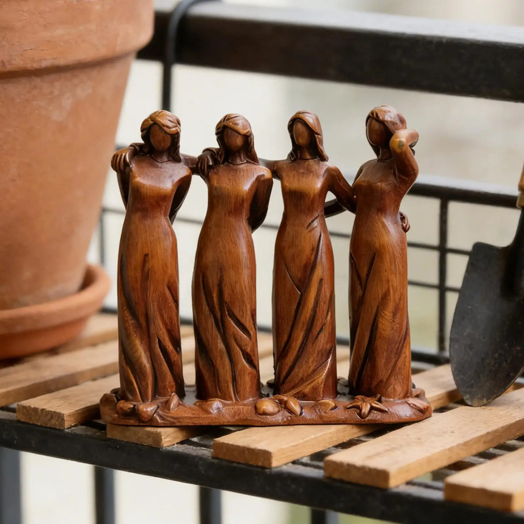 Resin Four Sisters Sculpture – Friendship Figurine Decor Gift Decorative Figurine Babs