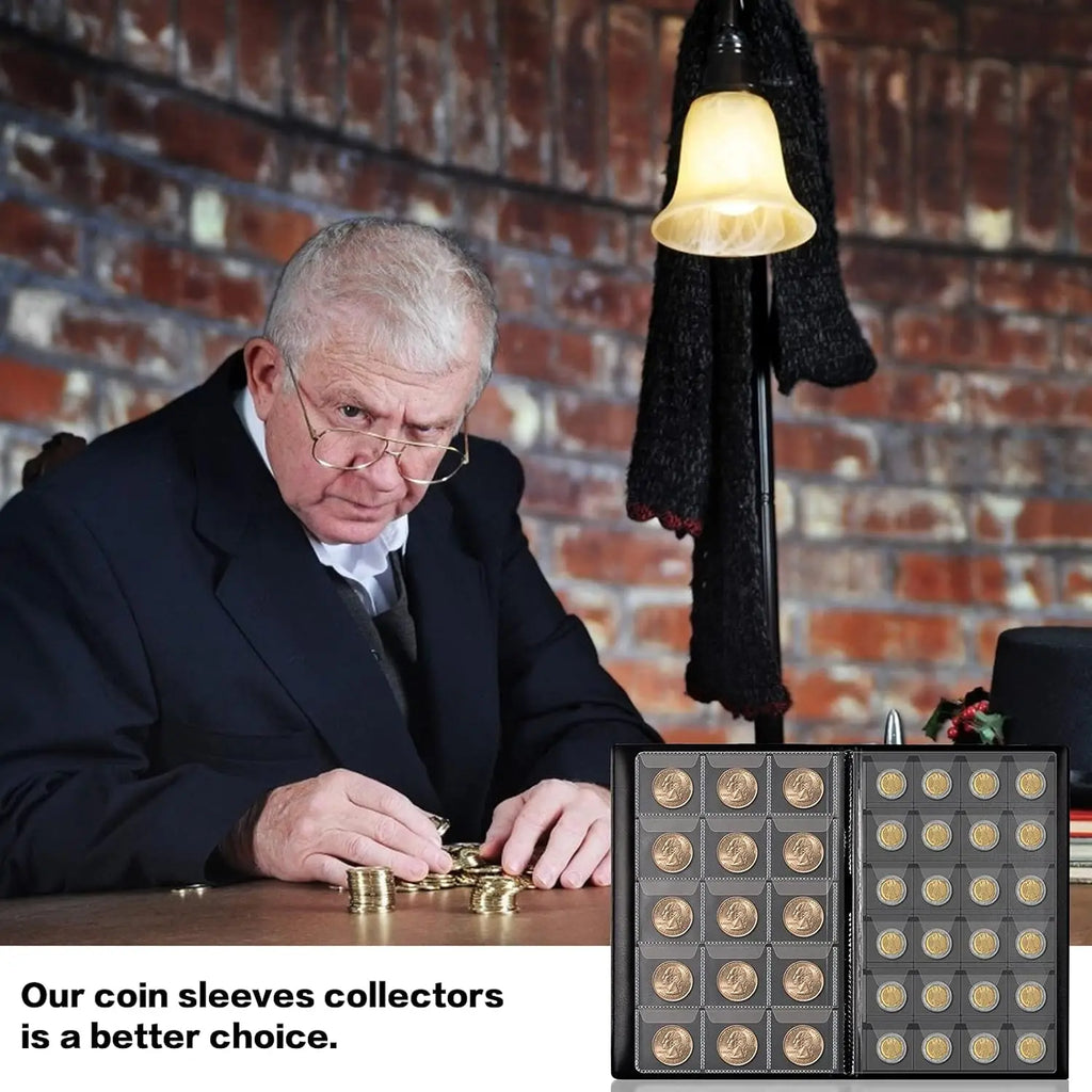 300-Pocket Coin Collection Album – PU Leather Display Book Coin Collection Album Babs