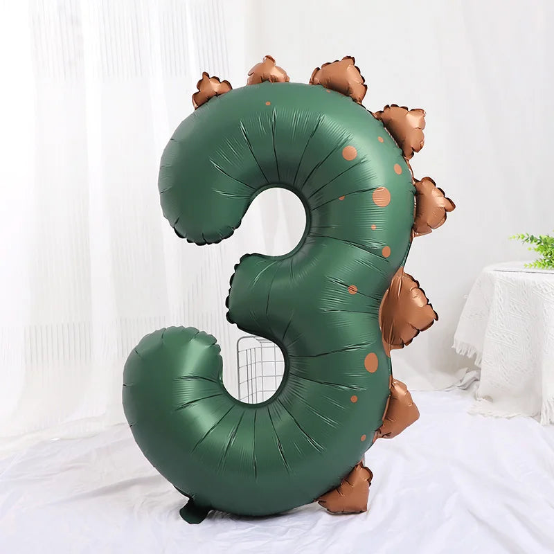40" Dinosaur Number Foil Balloons – Kids Birthday Party Decor Party Balloons Babs dark green-3 40Inch