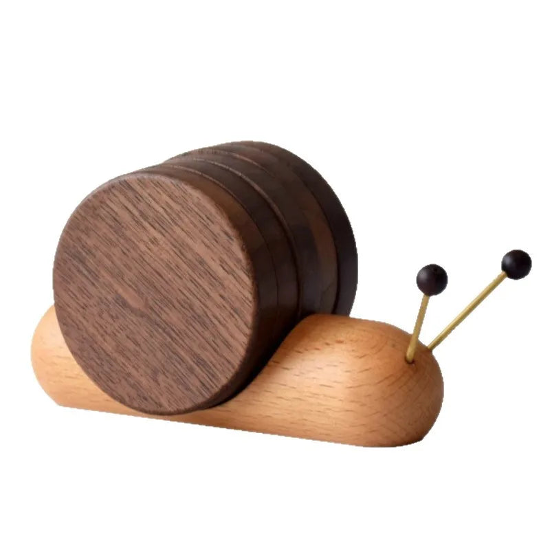 Snail Shaped Magnetic Wooden Coaster – Heat-Insulating Cup Mat Wooden Coaster Babs
