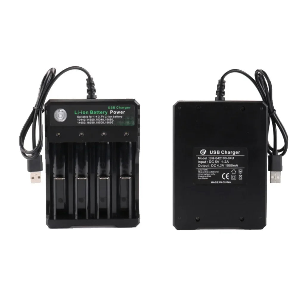 4-Slot Smart USB Charger for 18650 26650 Lithium-Ion Batteries Battery Charger Babs