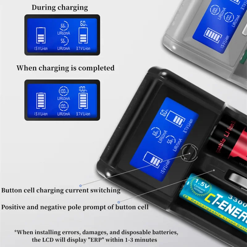 Alasicka Universal Battery Charger – USB, Multi-Type Cells Battery Charger Babs