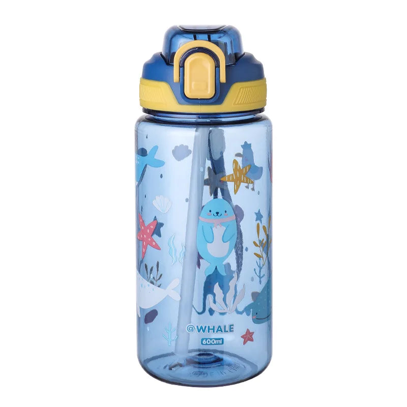 Kids Cartoon Straw Water Cup – BPA-Free Portable Drinking Mug Kids Straw Cup Babs blue 501-600ml