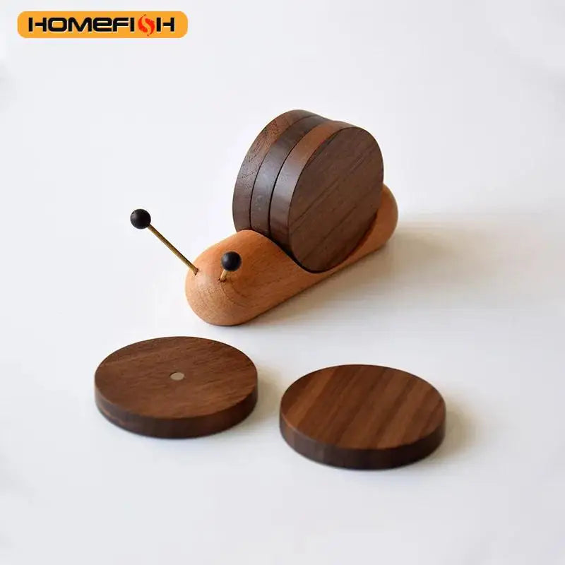 Snail Shaped Wooden Tea Coaster Set – Heat Insulation Cup Mat Wooden Tea Coaster Babs