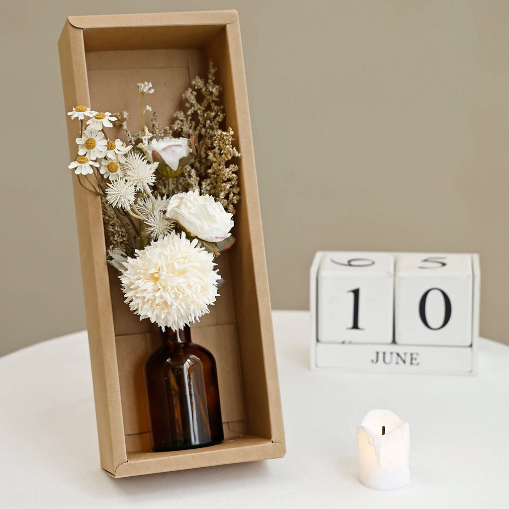 Artificial Silk Peony Bouquet – Wedding & Home Decor Artificial Flower Bouquet Babs 2 with vase and box 1 pc