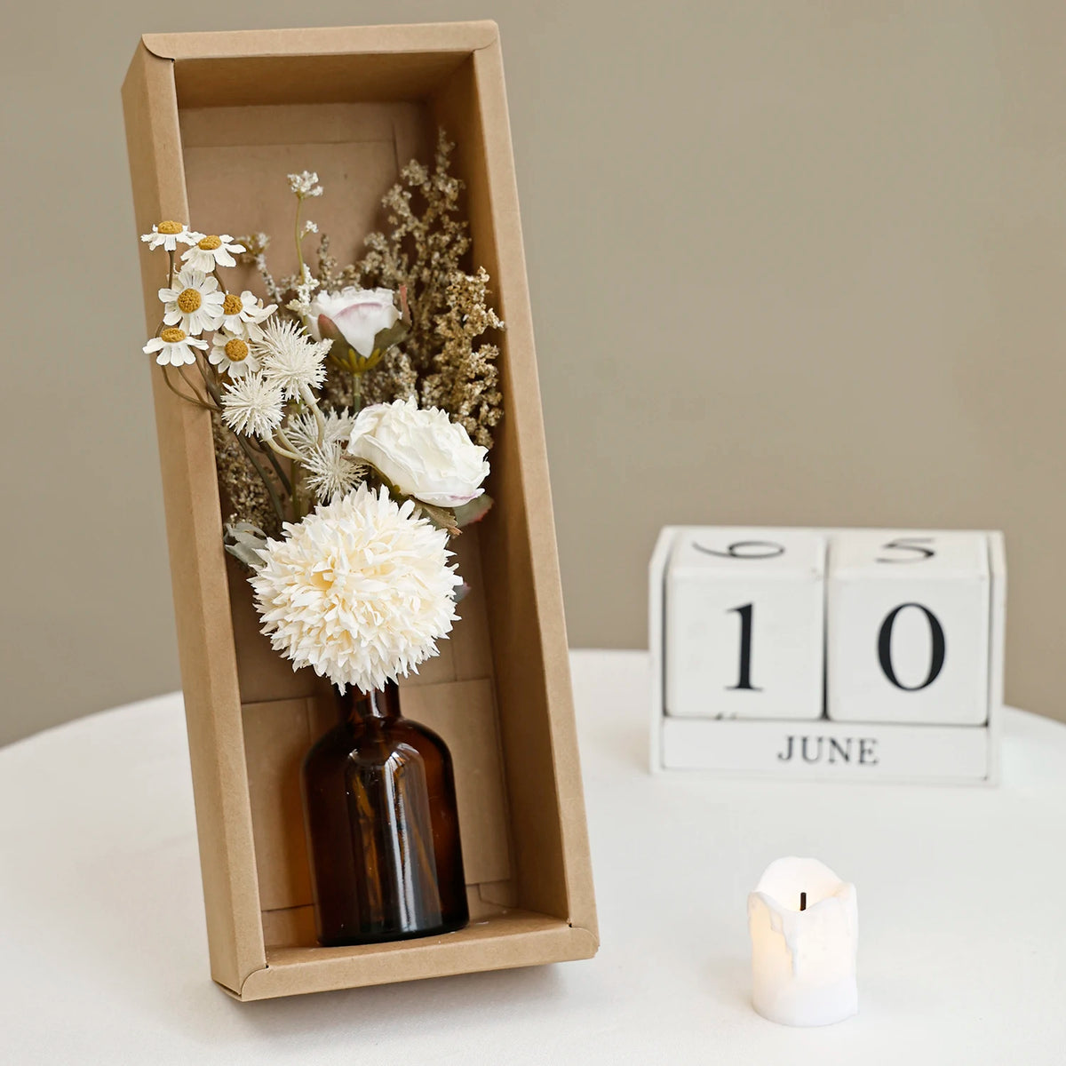 Artificial Silk Peony Bouquet – Wedding & Home Decor Artificial Flower Bouquet Babs 2 with vase and box 1 pc