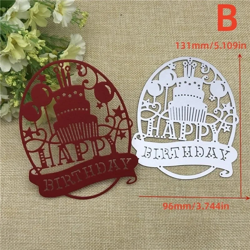 Happy Birthday Metal Cutting Die Stencil – DIY Card Making Metal Cutting Die Babs