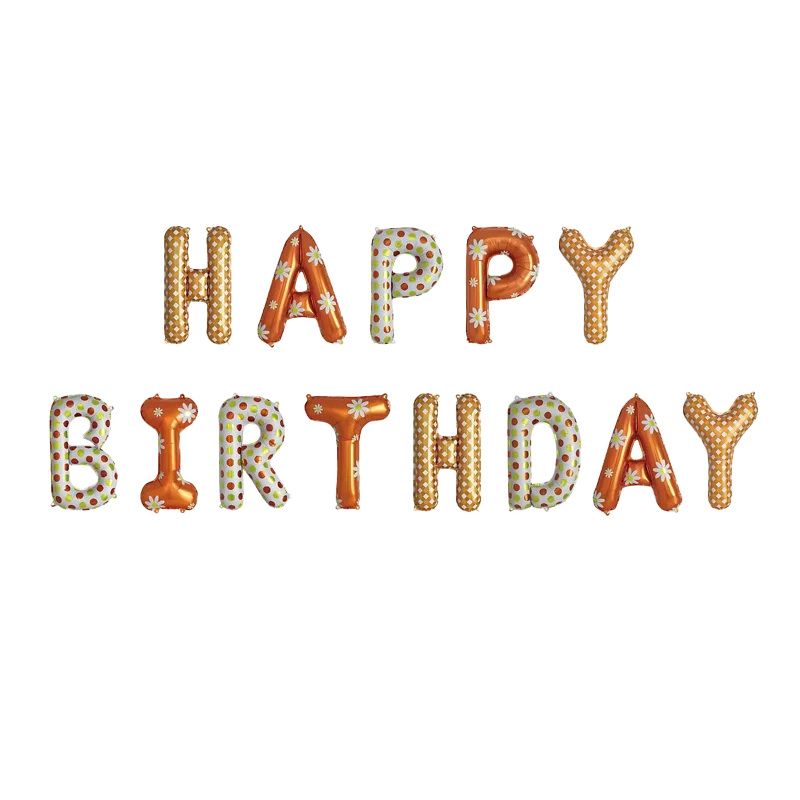 16" Boho Daisy Happy Birthday Foil Letter Balloons Party Decor Foil Letter Balloons Babs