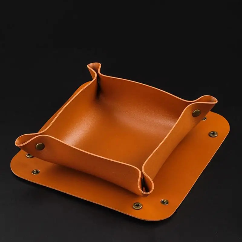 PU Leather Foldable Rolling Tray – Portable Valet Organizer Valet Tray Organizer Babs