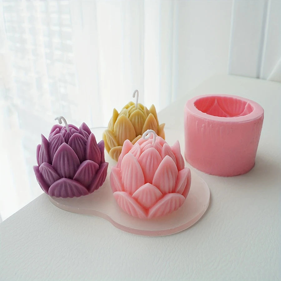 3D Lotus Flower Silicone Mold – DIY Candle & Soap Making Silicone Craft Mold Babs