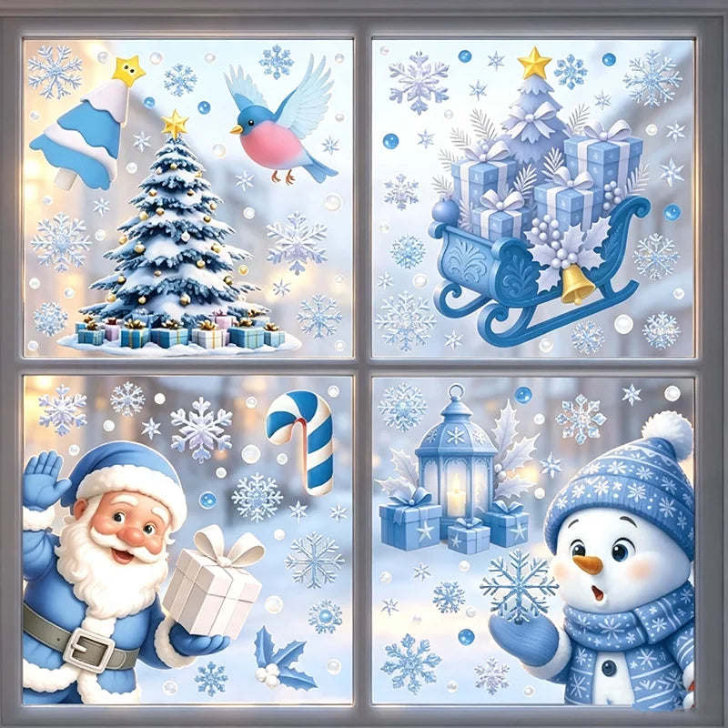 Christmas Window Static Clings – Santa, Snowman & Snowflake Window Static Clings Babs S07