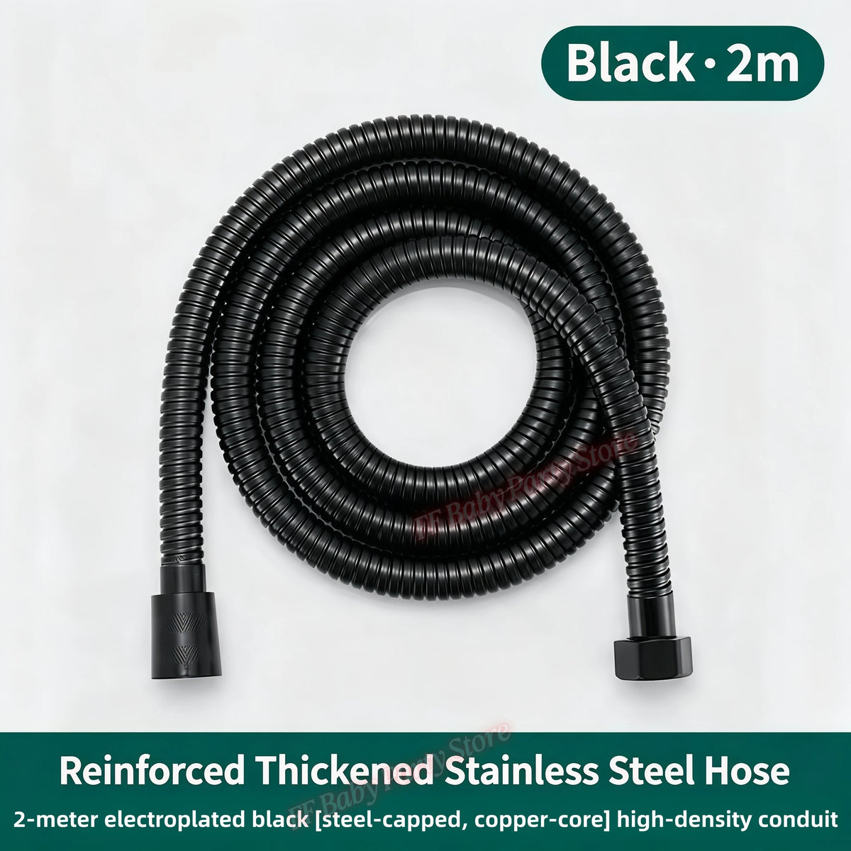Flexible Stainless Steel Shower Hose – Waterproof Bathroom Pipe Shower Plumbing Hose Babs 2 meters
