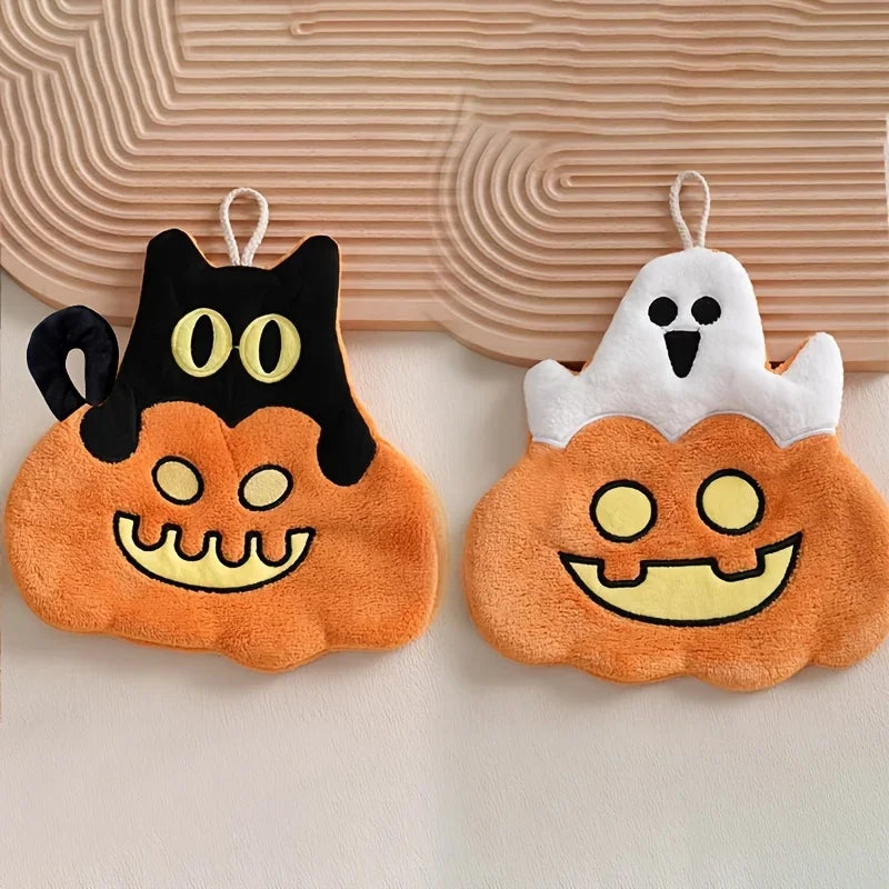 Halloween Pumpkin Hanging Hand Towel – Coral Velvet Kitchen & Bath Decorative Hand Towel Babs