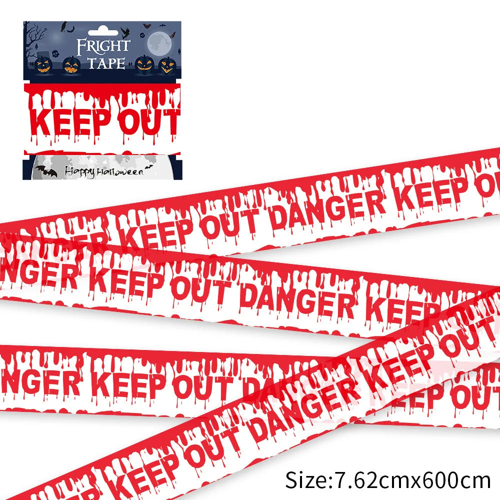 Halloween Pumpkin Lawn Bags & Warning Tape – Yard Decor Halloween Lawn Decor Babs Red white 6m
