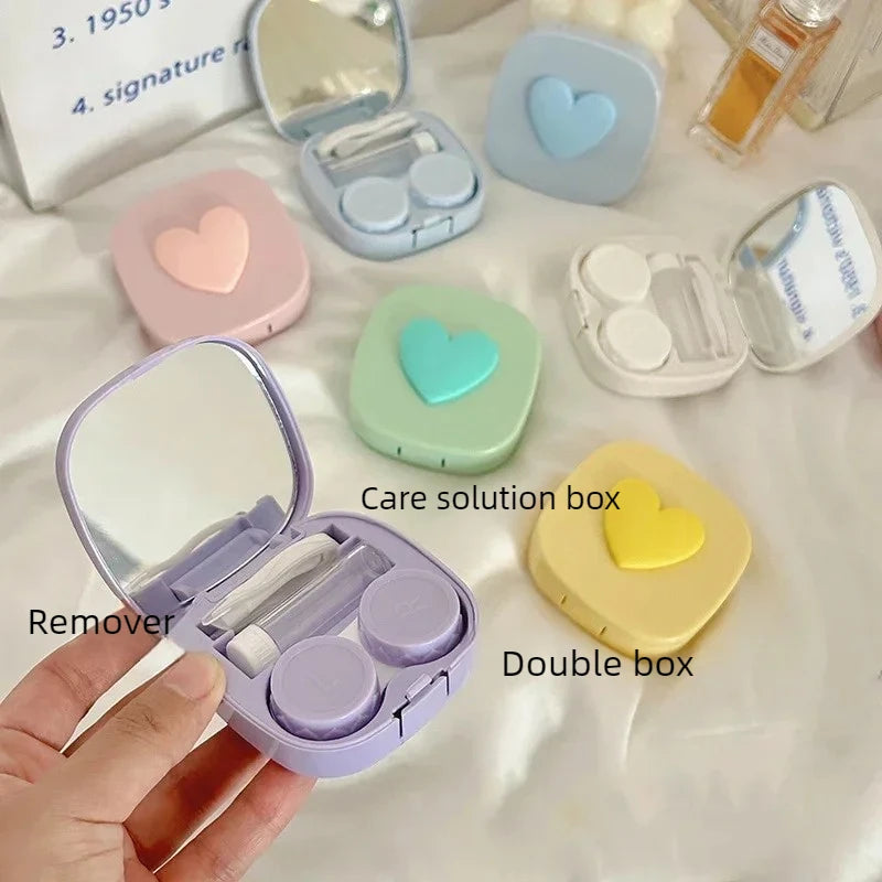 Heart Contact Lens Case with Mirror – Cute Travel Kit Contact Lens Case Babs