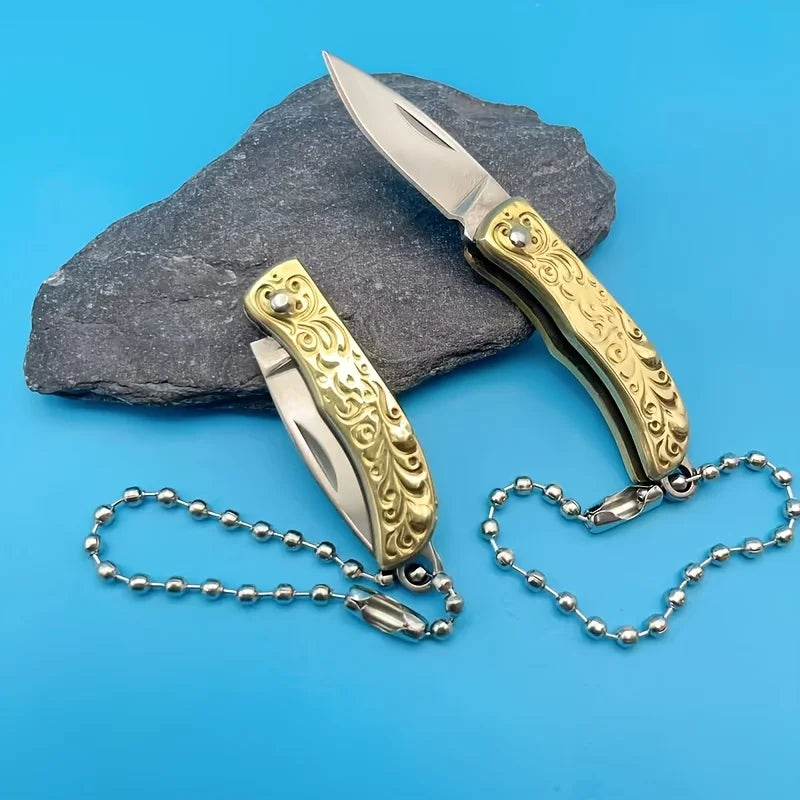 Copper Carving Mini Folding Knife – Keychain EDC Multitool Folding Pocket Knife Babs