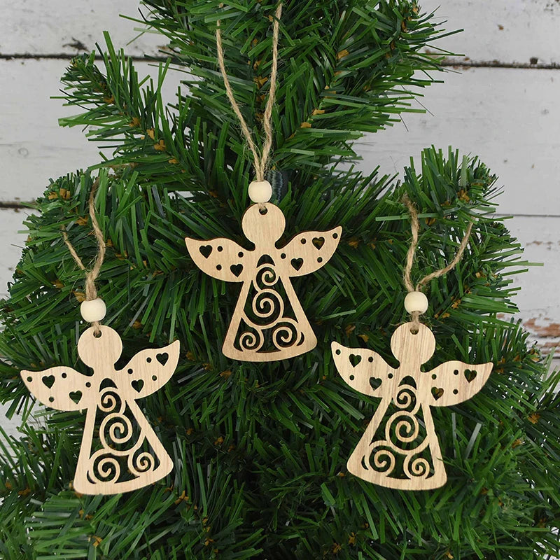 3pcs Vintage Christmas Wooden Ornaments – DIY Tree Pendants Christmas Tree Ornaments Babs M