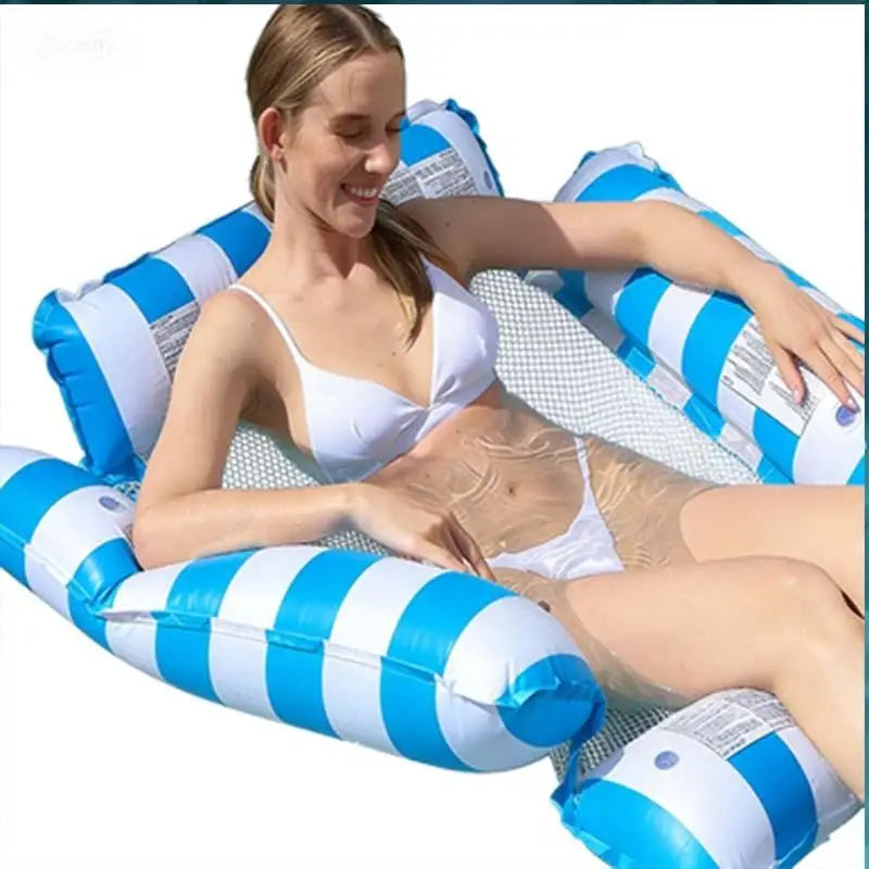 Foldable Inflatable Pool Float Netted Lounger – Single Person Inflatable Pool Lounger Babs