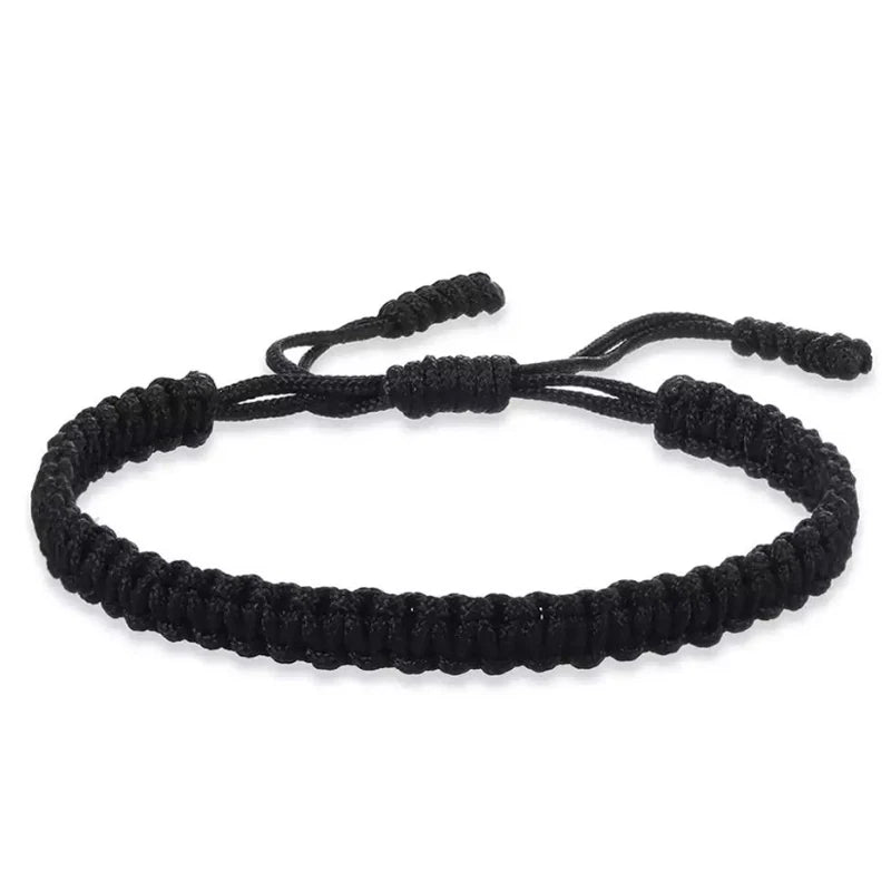 Handmade Woven Rope Bracelet – Good Luck Diamond Knot Wristband Rope Charm Bracelet Babs black