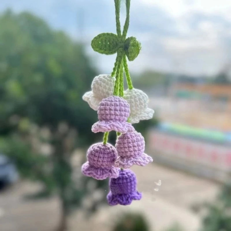 Handmade Knitted Lily of the Valley Flower Bag Pendant Knitted Bag Charm Babs