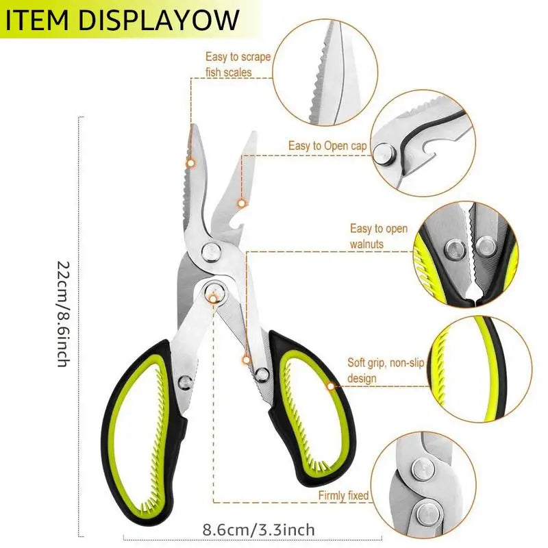 6-in-1 Heavy Duty Kitchen Scissors – Curved Stainless Steel Kitchen Scissors Babs