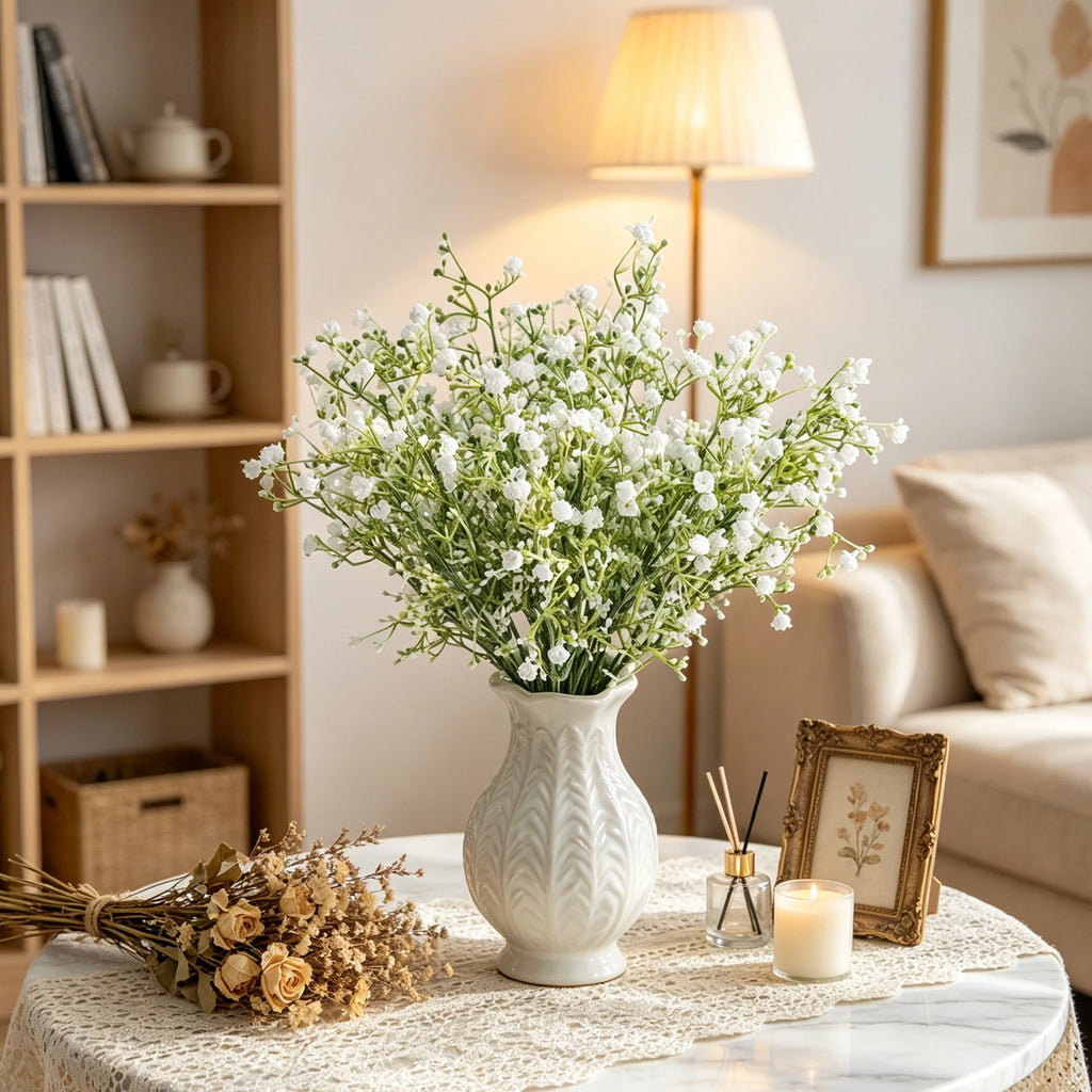 3Pcs Artificial Gypsophila Bouquet for Wedding & Home Decor Artificial Flower Bouquet Babs