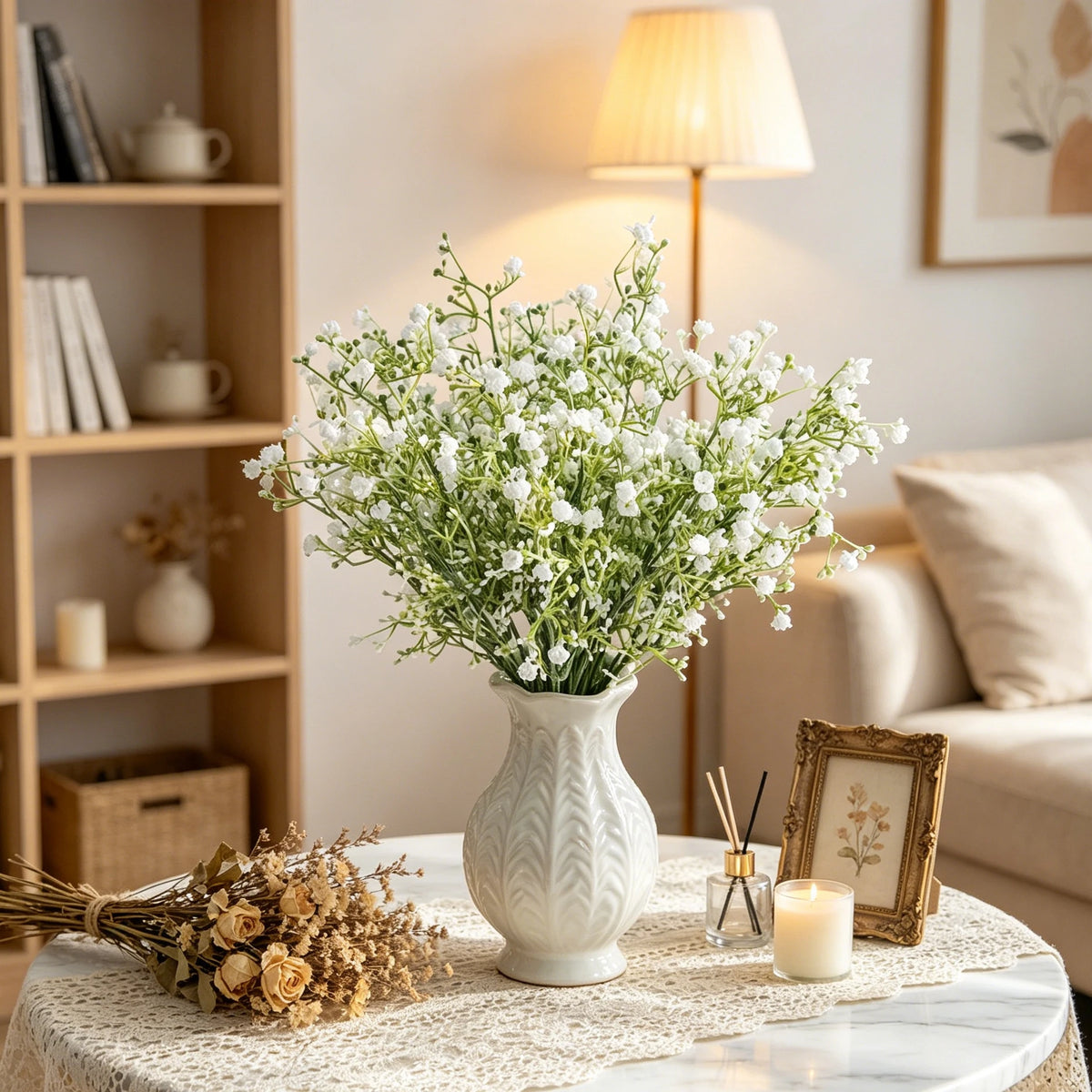 3Pcs Artificial Gypsophila Bouquet for Wedding & Home Decor Artificial Flower Bouquet Babs