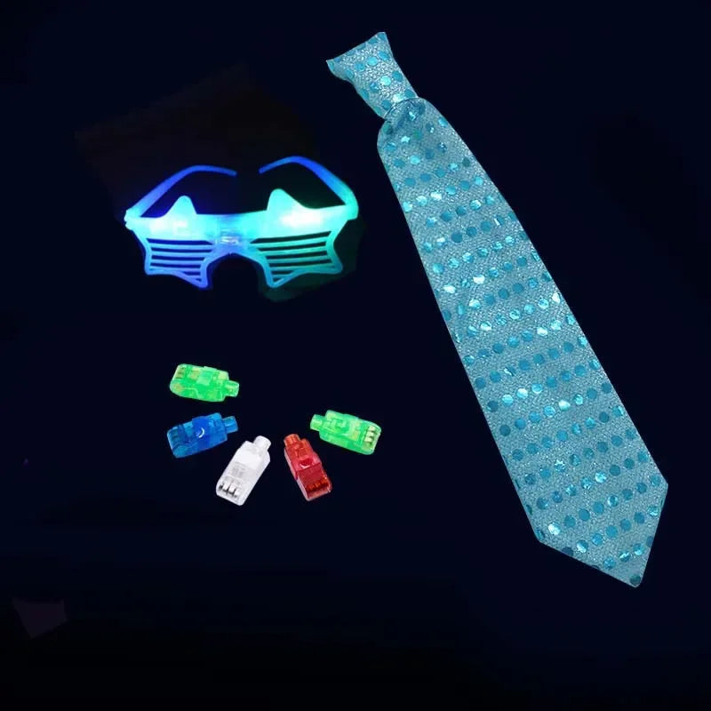 LED Glow Party Set – Light-Up Glasses, Tie & Finger Lights LED Glow Party Set Babs blue