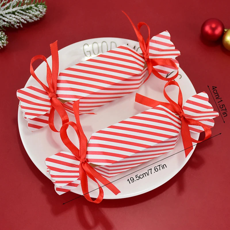 Christmas Red Candy Boxes with Ribbons – 10/50pcs Gift Bags Holiday Gift Box Babs