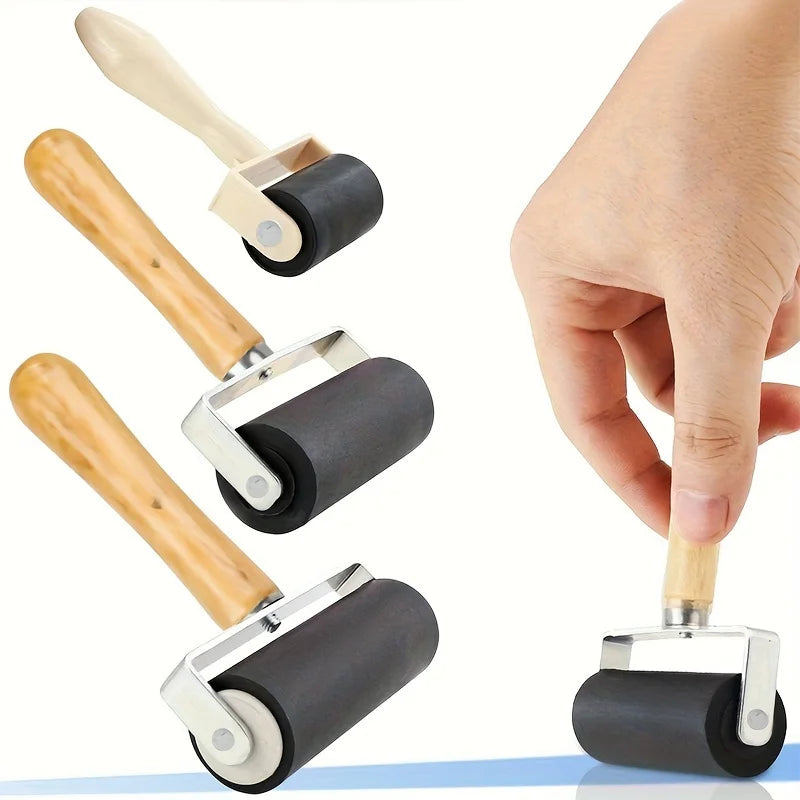 Rubber Brayer Roller – Wooden Ink Roller for Printmaking & Art Printmaking Brayer Roller Babs
