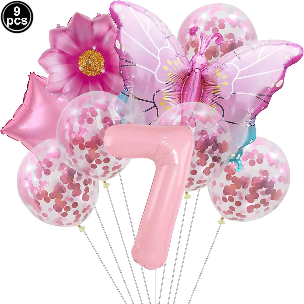 Butterfly Party Supplies Set – Plates, Cups & Foil Balloons Party Tableware Set Babs VIOLET/紫罗兰 As pictures show