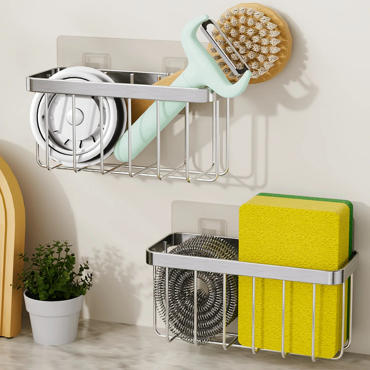 Stainless Steel Sink Sponge Rack & Drainage Storage Basket Sink Sponge Holder Babs
